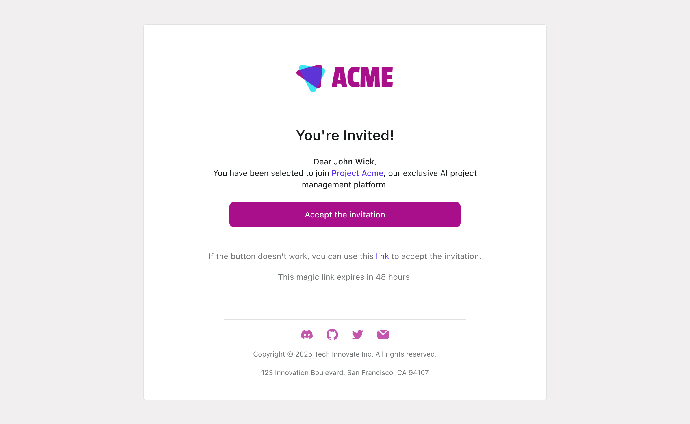 Modèle d’e-mail d’inscription sur invitation uniquement